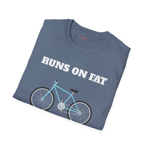 Soft Cotton Bicycle T-shirt - Runs on Fat Design - Dipaliz - T-shirts - s