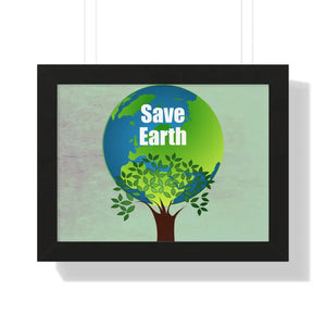 Save Earth Framed Horizontal Poster - Eco Art Decor - Dipaliz - 16″ x 12″ / Black - Posters Prints & Visual Artwork
