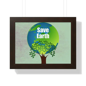 Save Earth Framed Horizontal Poster - Eco Art Decor - Dipaliz - 16″ x 12″ / Walnut - Posters Prints & Visual Artwork