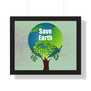 Save Earth Framed Horizontal Poster - Eco Art Decor - Dipaliz - 20’’ x 16’’ / Black - Posters Prints & Visual Artwork