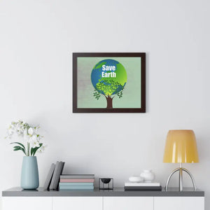 Save Earth Framed Horizontal Poster - Eco Art Decor - Dipaliz - 20’’ x 16’’ / Walnut - Posters Prints & Visual Artwork