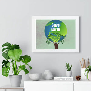 Save Earth Framed Horizontal Poster - Eco Art Decor - Dipaliz - Posters Prints & Visual Artwork
