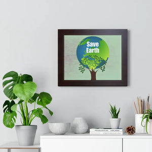 Save Earth Framed Horizontal Poster - Eco Art Decor - Dipaliz - Posters Prints & Visual Artwork