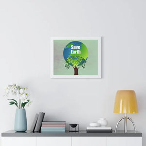 Save Earth Framed Horizontal Poster - Eco Art Decor - Dipaliz - Posters Prints & Visual Artwork