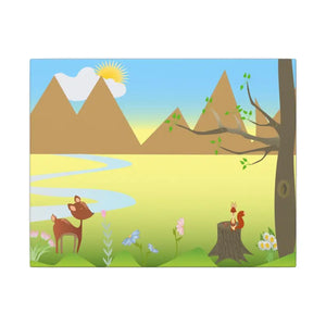 Canvas - Matte Wall Art - Squirrel Deer Forest Scene - Dipaliz 14″ x 11″ (horizontal) / 0.75’’