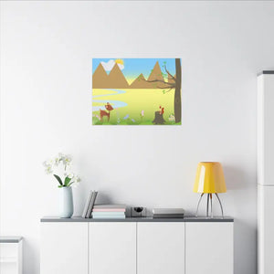 Canvas - Matte Wall Art - Squirrel Deer Forest Scene - Dipaliz 32’’ x 24’’ (horizontal) / 0.75’’
