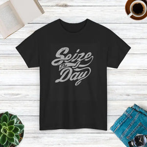 Seize the Day Cotton Tee - Unisex Heavy Classic - Dipaliz - Black / s - T-shirts