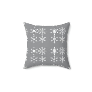 Silver Snowflakes Polyester Square Pillow Winter - Dipaliz - Throw Pillows