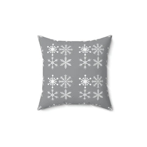 Silver Snowflakes Polyester Square Pillow Winter - Dipaliz - Throw Pillows