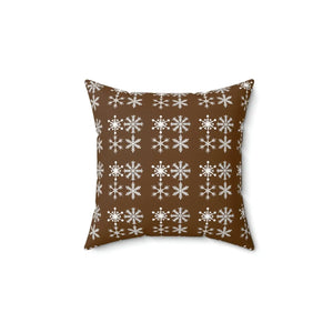 Cozy Polyester Square Pillow - Silver Snowflakes - Dipaliz - Throw Pillows