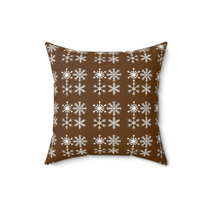Cozy Polyester Square Pillow - Silver Snowflakes - Dipaliz - Throw Pillows