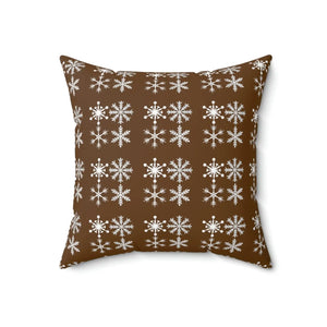 Cozy Polyester Square Pillow - Silver Snowflakes - Dipaliz - Throw Pillows