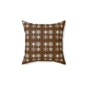 Cozy Polyester Square Pillow - Silver Snowflakes - Dipaliz - Throw Pillows