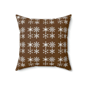 Cozy Polyester Square Pillow - Silver Snowflakes - Dipaliz - Throw Pillows