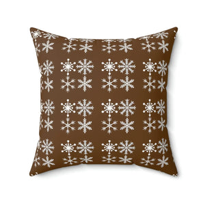 Cozy Polyester Square Pillow - Silver Snowflakes - Dipaliz - Throw Pillows