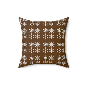 Cozy Polyester Square Pillow - Silver Snowflakes - Dipaliz - Throw Pillows