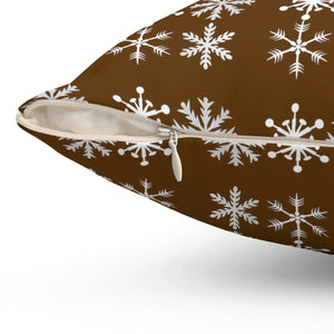 Cozy Polyester Square Pillow - Silver Snowflakes - Dipaliz - Throw Pillows