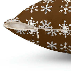 Cozy Polyester Square Pillow - Silver Snowflakes - Dipaliz - Throw Pillows