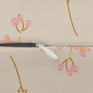 Spun Polyester Lumbar Pillow - Floral Beige Design - Dipaliz - 20’’ × 14’’ - Pillows