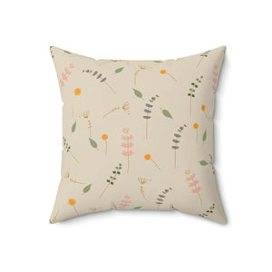 Polyester Square Pillow – Simple Flowers Pattern - Dipaliz - Throw Pillows
