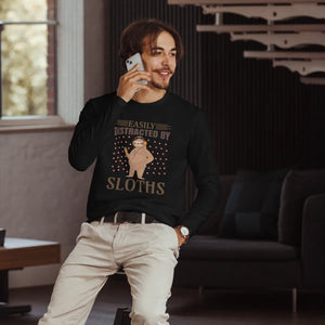 Luxurious Long Sleeve Fitted Crew - Sloth Theme - Dipaliz - T-shirts - m