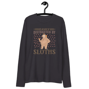 Luxurious Long Sleeve Fitted Crew - Sloth Theme - Dipaliz - T-shirts - m