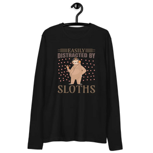 Luxurious Long Sleeve Fitted Crew - Sloth Theme - Dipaliz - T-shirts - m