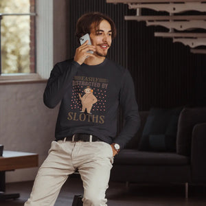 Luxurious Long Sleeve Fitted Crew - Sloth Theme - Dipaliz - T-shirts - m