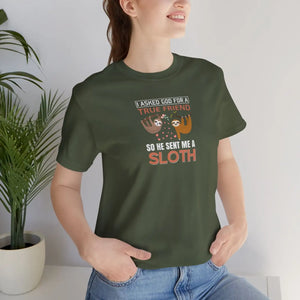 Soft Cotton T-shirt God Sent me a Sloth Tee - Dipaliz - T-shirts - 3xl