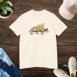 T-shirt - Unisex Deluxe Sloth t Shirt Soft Cotton Jersey Tee - Dipaliz Natural / Xs