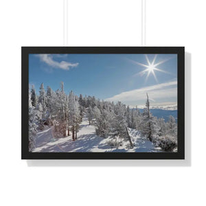 Snow Capped Conifers Framed Horizontal Poster Winter Art - Dipaliz - 30’’ x 20’’ / Black - Posters Prints & Visual