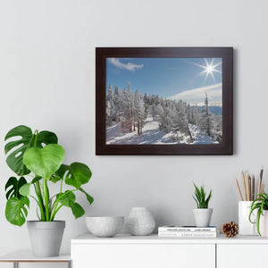 Snow Capped Conifers Framed Horizontal Poster Winter Art - Dipaliz - Posters Prints & Visual Artwork