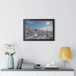 Snow Capped Conifers Framed Horizontal Poster Winter Art - Dipaliz - Posters Prints & Visual Artwork