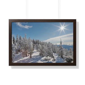 Snow Capped Conifers Framed Horizontal Poster Winter Art - Dipaliz - Posters Prints & Visual Artwork
