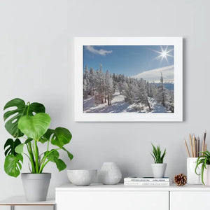 Snow Capped Conifers Framed Horizontal Poster Winter Art - Dipaliz - Posters Prints & Visual Artwork