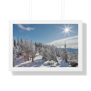 Snow Capped Conifers Framed Horizontal Poster Winter Art - Dipaliz - 24″ x 16″ / White - Posters Prints & Visual Artwork