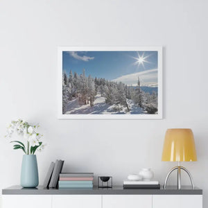 Snow Capped Conifers Framed Horizontal Poster Winter Art - Dipaliz - Posters Prints & Visual Artwork
