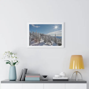 Snow Capped Conifers Framed Horizontal Poster Winter Art - Dipaliz - Posters Prints & Visual Artwork