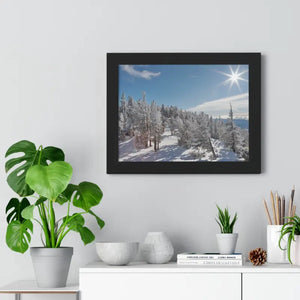 Snow Capped Conifers Framed Horizontal Poster Winter Art - Dipaliz - Posters Prints & Visual Artwork