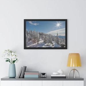 Snow Capped Conifers Framed Horizontal Poster Winter Art - Dipaliz - Posters Prints & Visual Artwork
