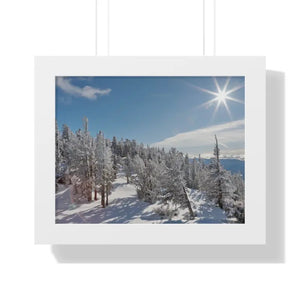 Snow Capped Conifers Framed Horizontal Poster Winter Art - Dipaliz - 14″ x 11″ / White - Posters Prints & Visual Artwork