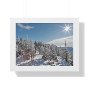 Snow Capped Conifers Framed Horizontal Poster Winter Art - Dipaliz - 16″ x 12″ / White - Posters Prints & Visual Artwork