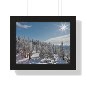 Snow Capped Conifers Framed Horizontal Poster Winter Art - Dipaliz - 14″ x 11″ / Black - Posters Prints & Visual Artwork