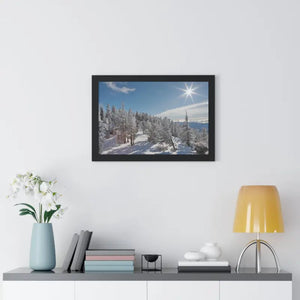 Snow Capped Conifers Framed Horizontal Poster Winter Art - Dipaliz - Posters Prints & Visual Artwork