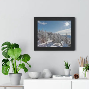 Snow Capped Conifers Framed Horizontal Poster Winter Art - Dipaliz - Posters Prints & Visual Artwork