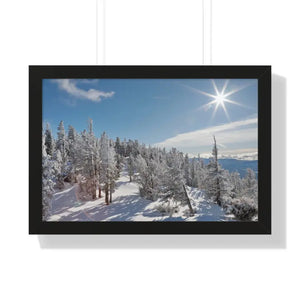 Snow Capped Conifers Framed Horizontal Poster Winter Art - Dipaliz - 24″ x 16″ / Black - Posters Prints & Visual Artwork