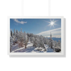 Snow Capped Conifers Framed Horizontal Poster Winter Art - Dipaliz - 30’’ x 20’’ / White - Posters Prints & Visual