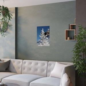 Snow Covered Tree Poster – Satin Winter Art - Dipaliz - Posters Prints & Visual Artwork