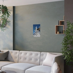 Snow Covered Tree Poster – Satin Winter Art - Dipaliz - Posters Prints & Visual Artwork