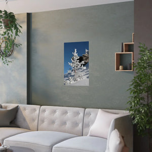 Snow Covered Tree Poster – Satin Winter Art - Dipaliz - Posters Prints & Visual Artwork